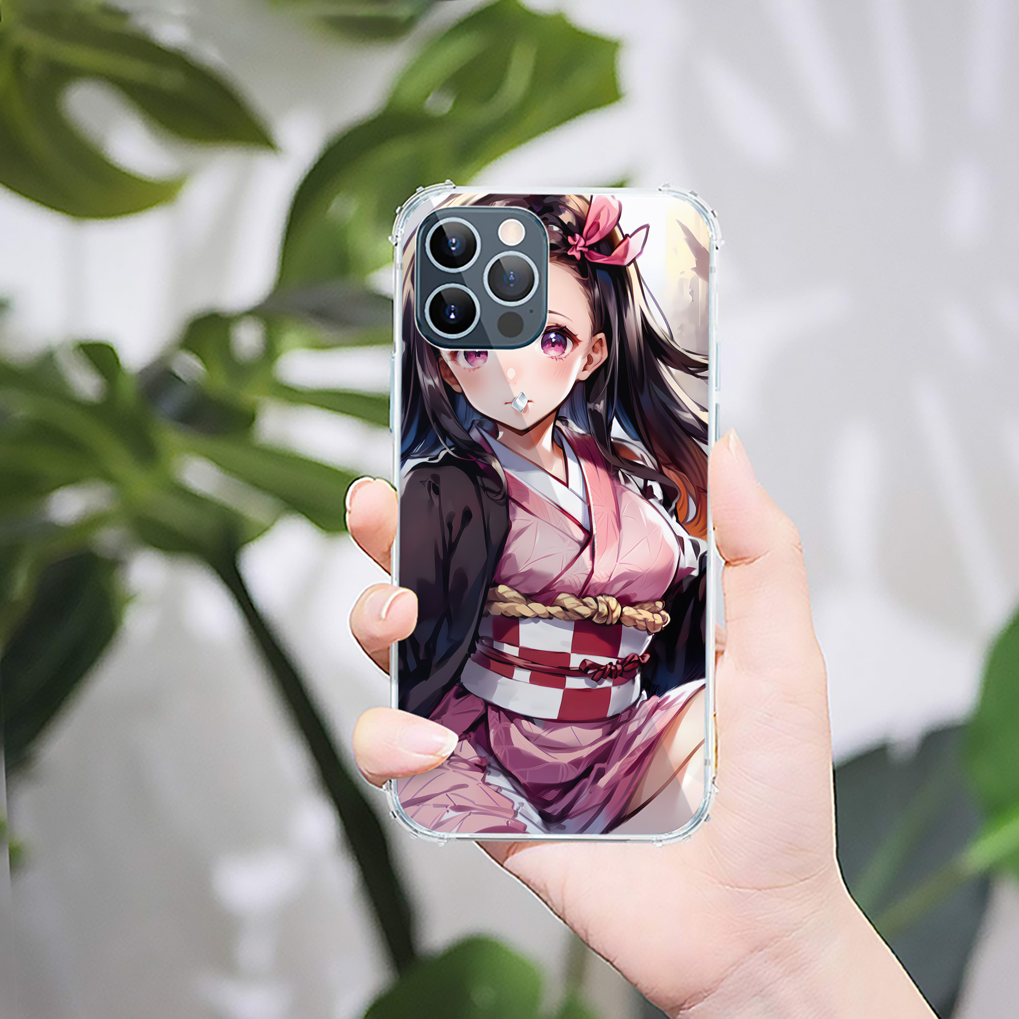 （画像用） 鬼滅の刃（きめつのやいば）竈門 禰󠄀豆子／かまど ねずこ Kamado Nezuko 【iPhone 12シリーズ対応】透明スマホケース（クリアソフトケース）